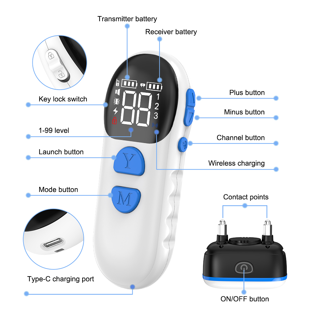 remote training collar with button function introduction