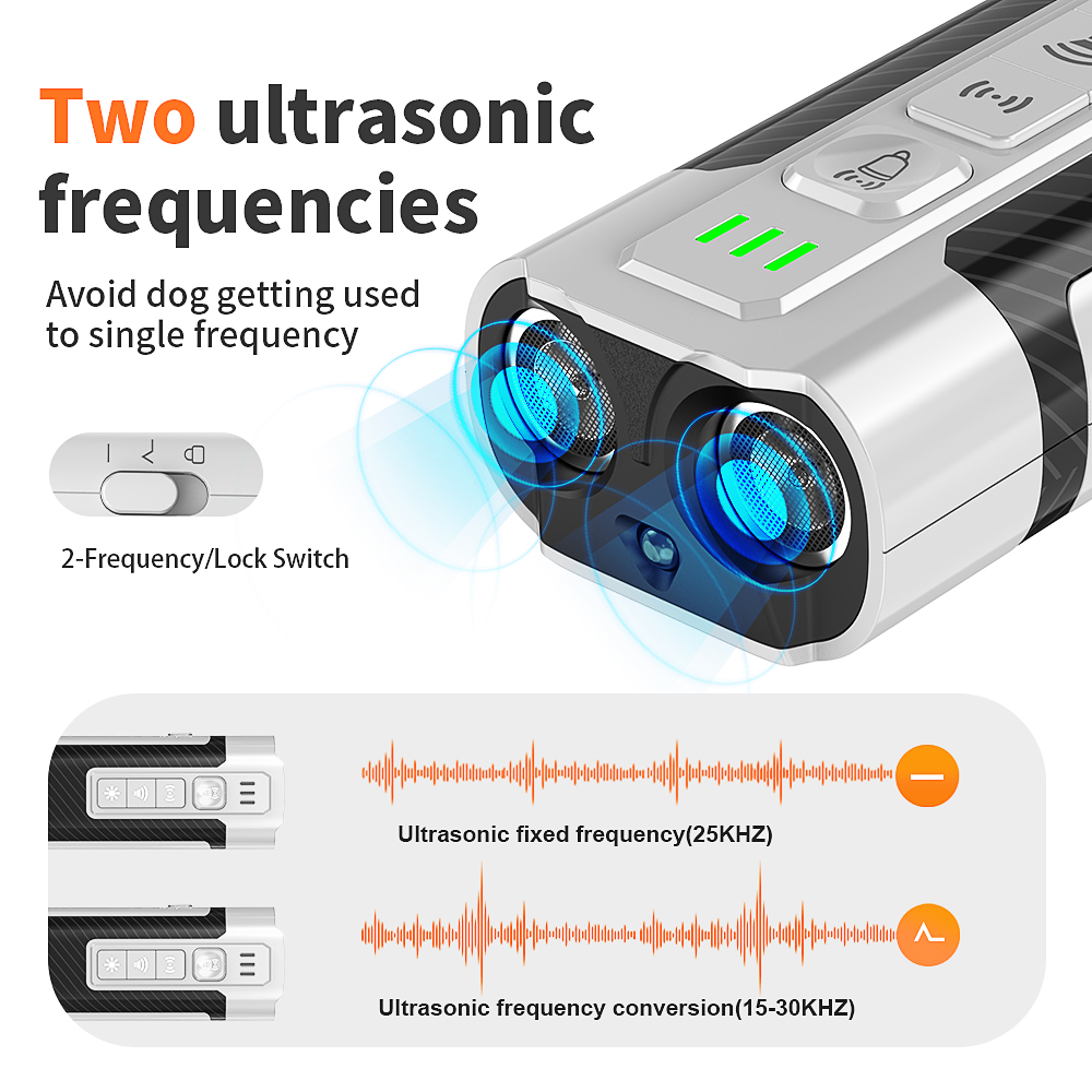 dog trainer with 2 different ultrasonic frequencies