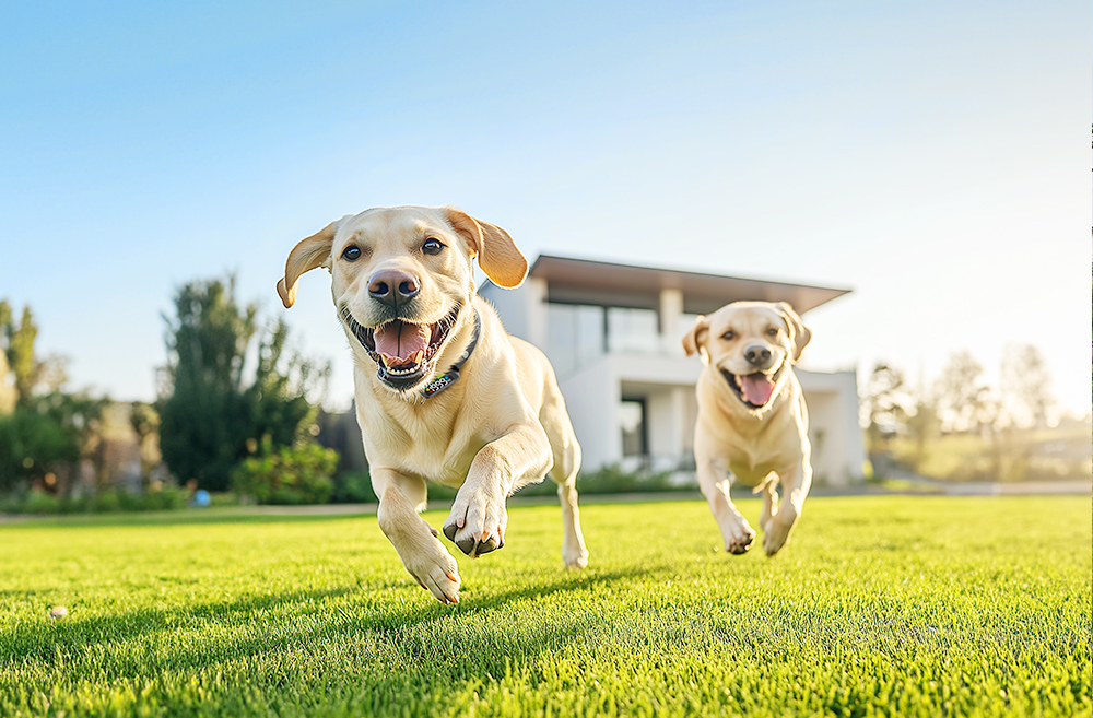 dogs run on the ground