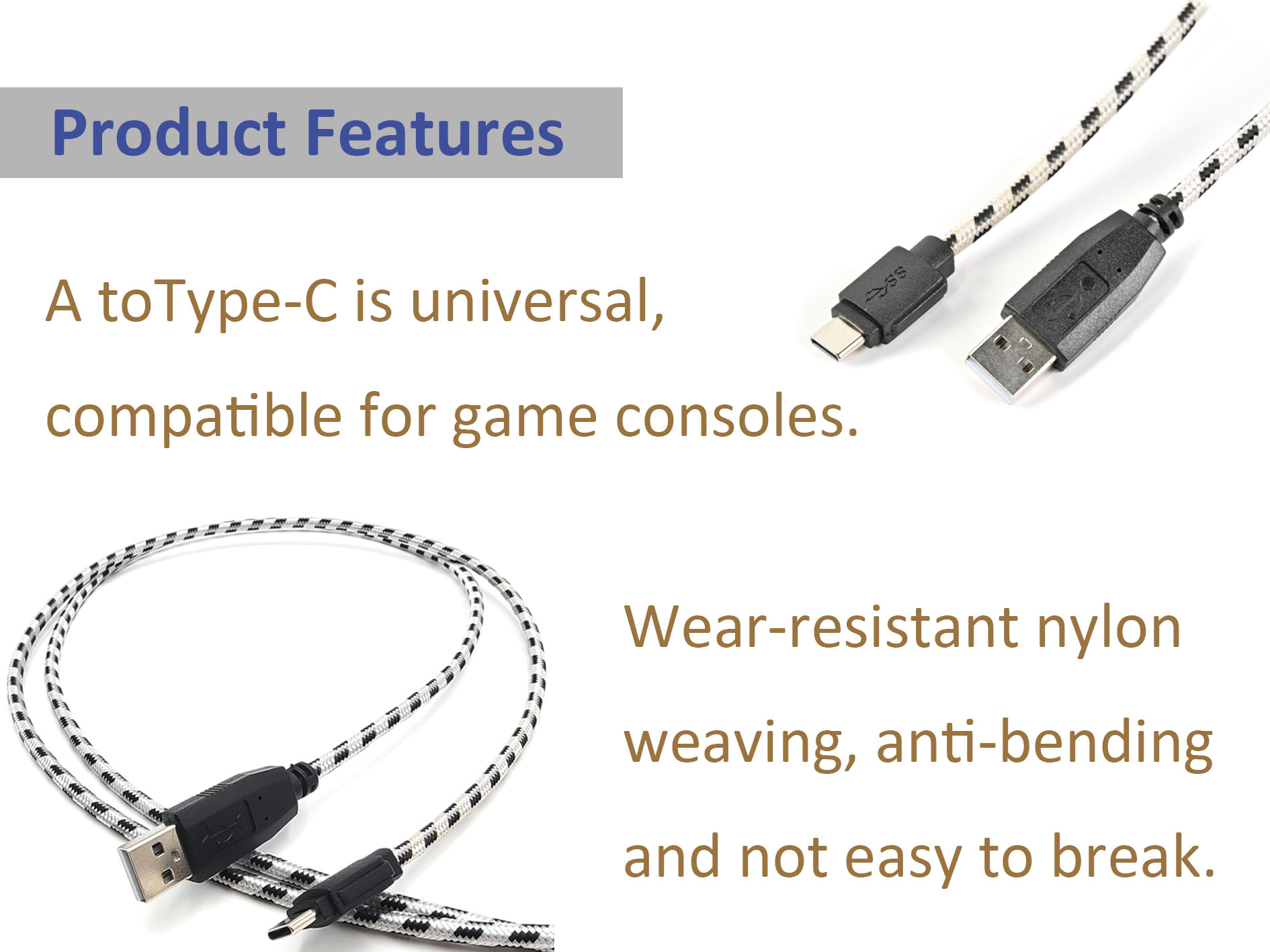 USB to TYPE-C gaming cable