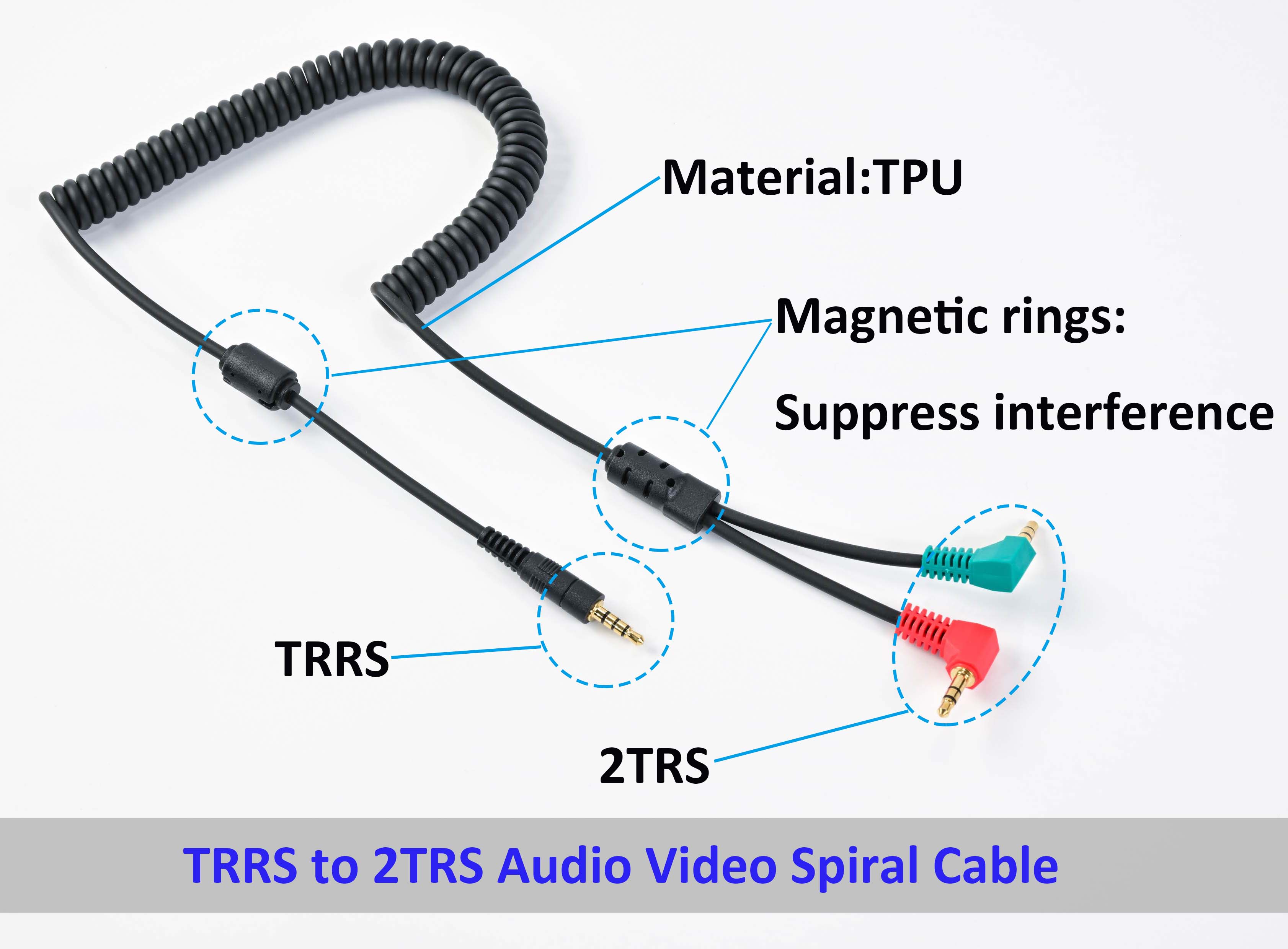 2*TRS to TRRS spiral cable