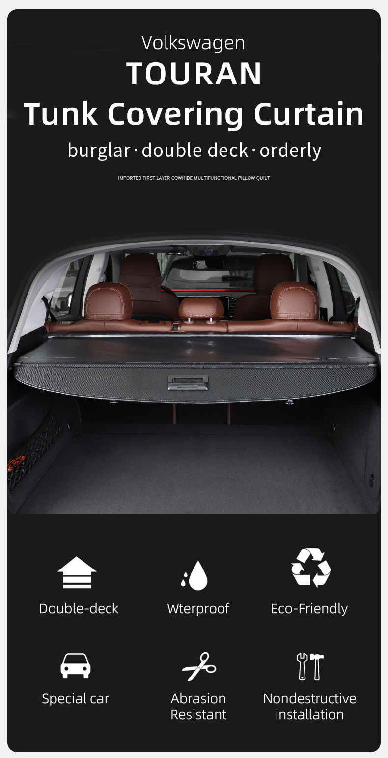retractable cargo cover, trunk cargo cover for volkswagen 2005-2015 touran