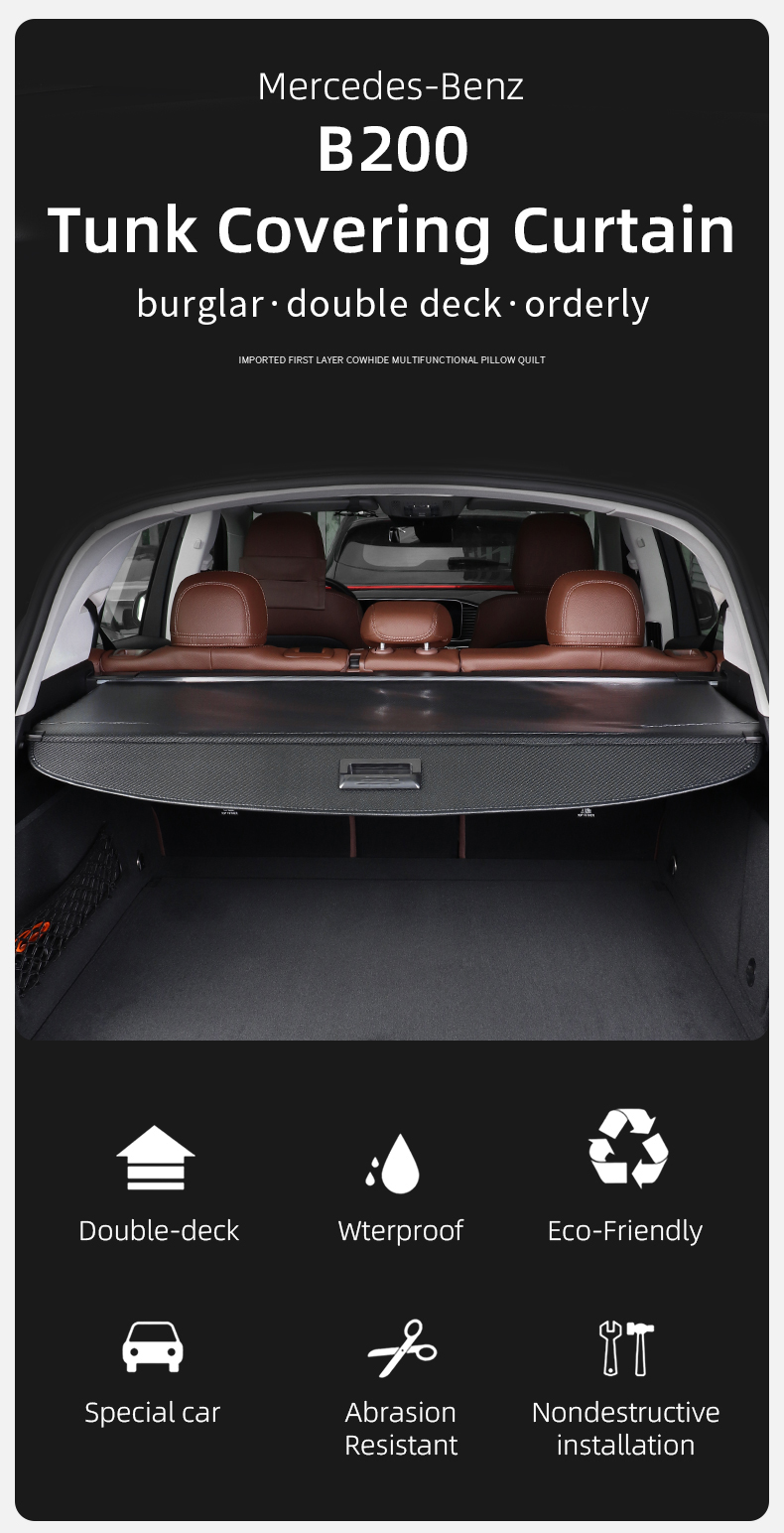 the retractable cargo cover, car decorations retractable cargo cover for mercedes-benz 2013-2019 b200