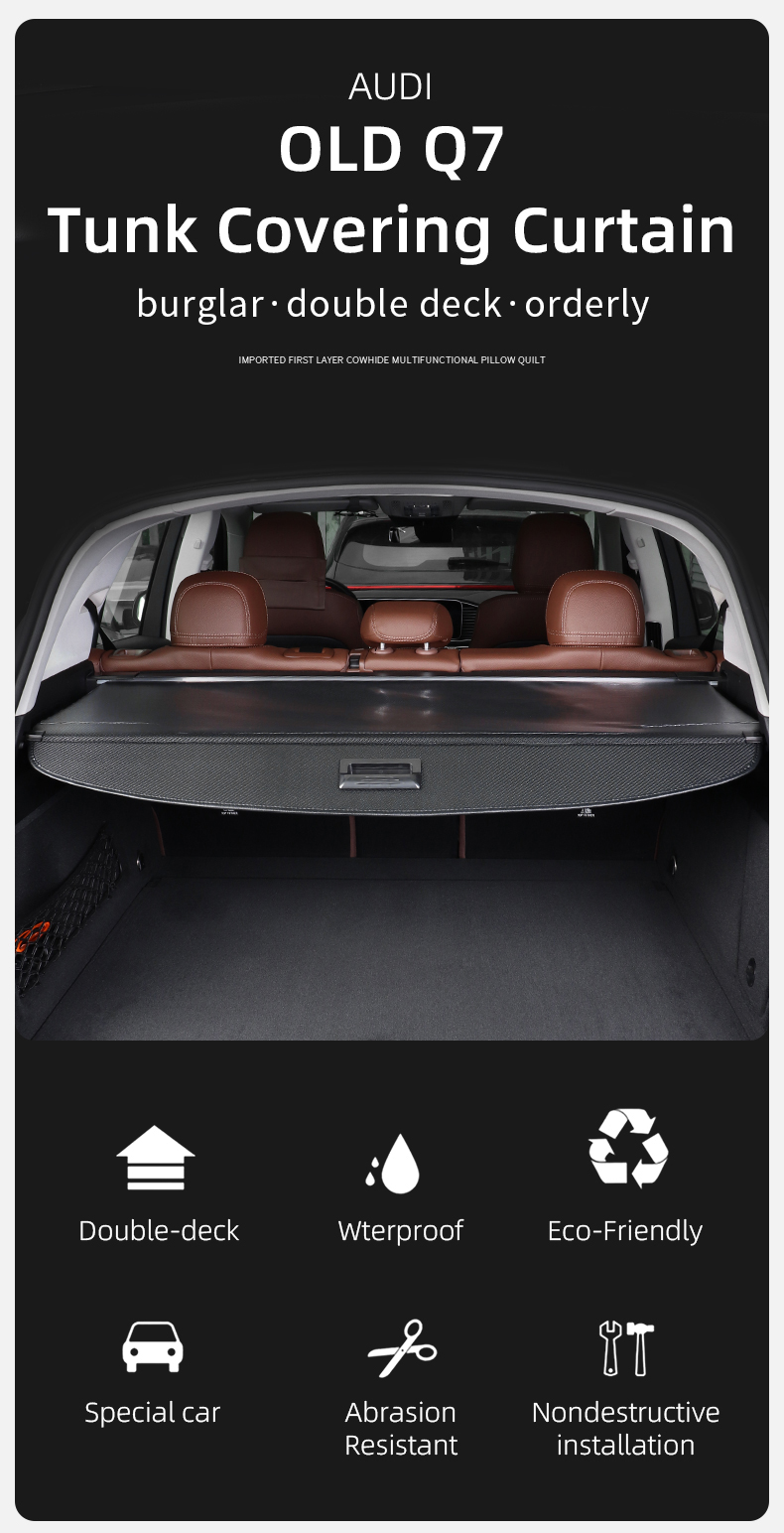 auto retractable trunk cargo cover, layered retractable telescopic luggage partition audi 2010-2015 q7