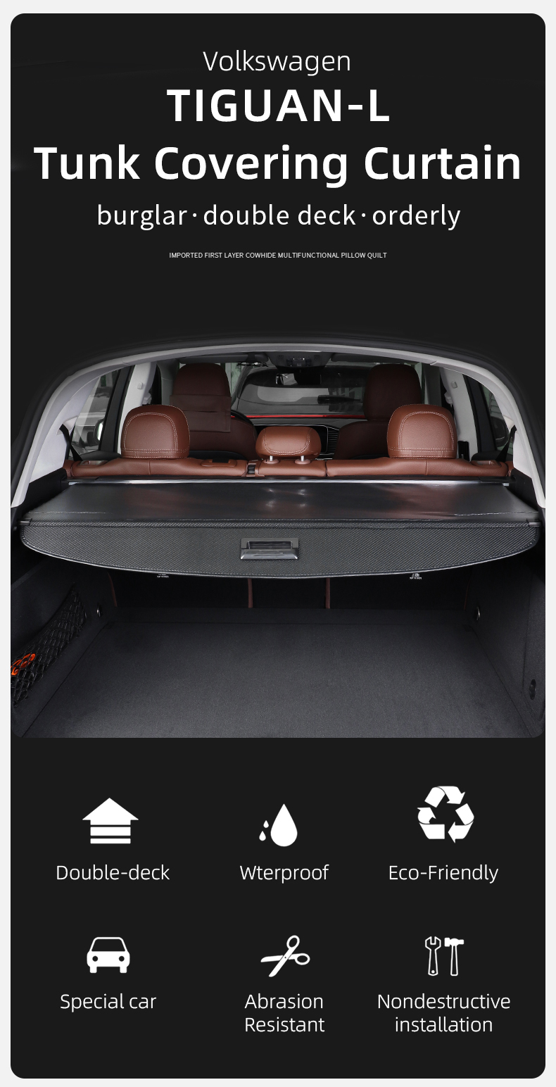 retractable cargo cover, cargo cover for volkswagen 2017-2023 tiguan l