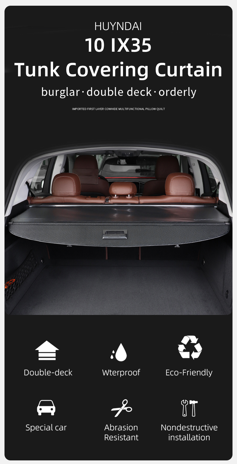 auto retractable cargo cover, car rear parcel shelf for hyundai 2010-2017 ix35