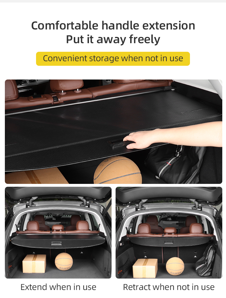 auto cargo cover security shade retractable parcel shelf, removable cargo cover