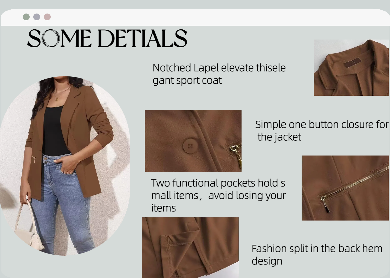 some details of long sleeve suit jacket