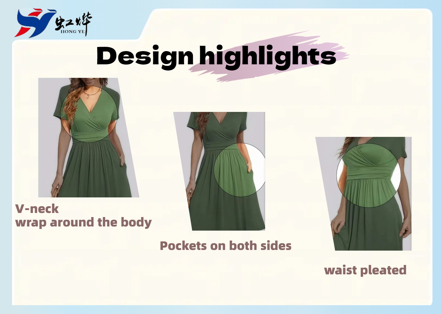 design highlights V-neck dress with pockets