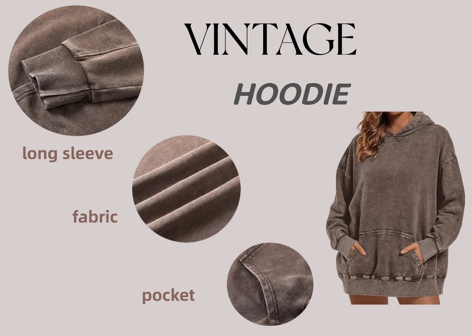 some details of retro hooded pullover