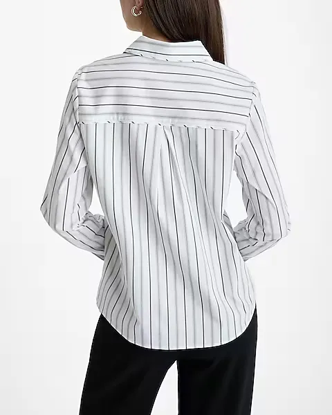 back of long T-shirt black and white striped