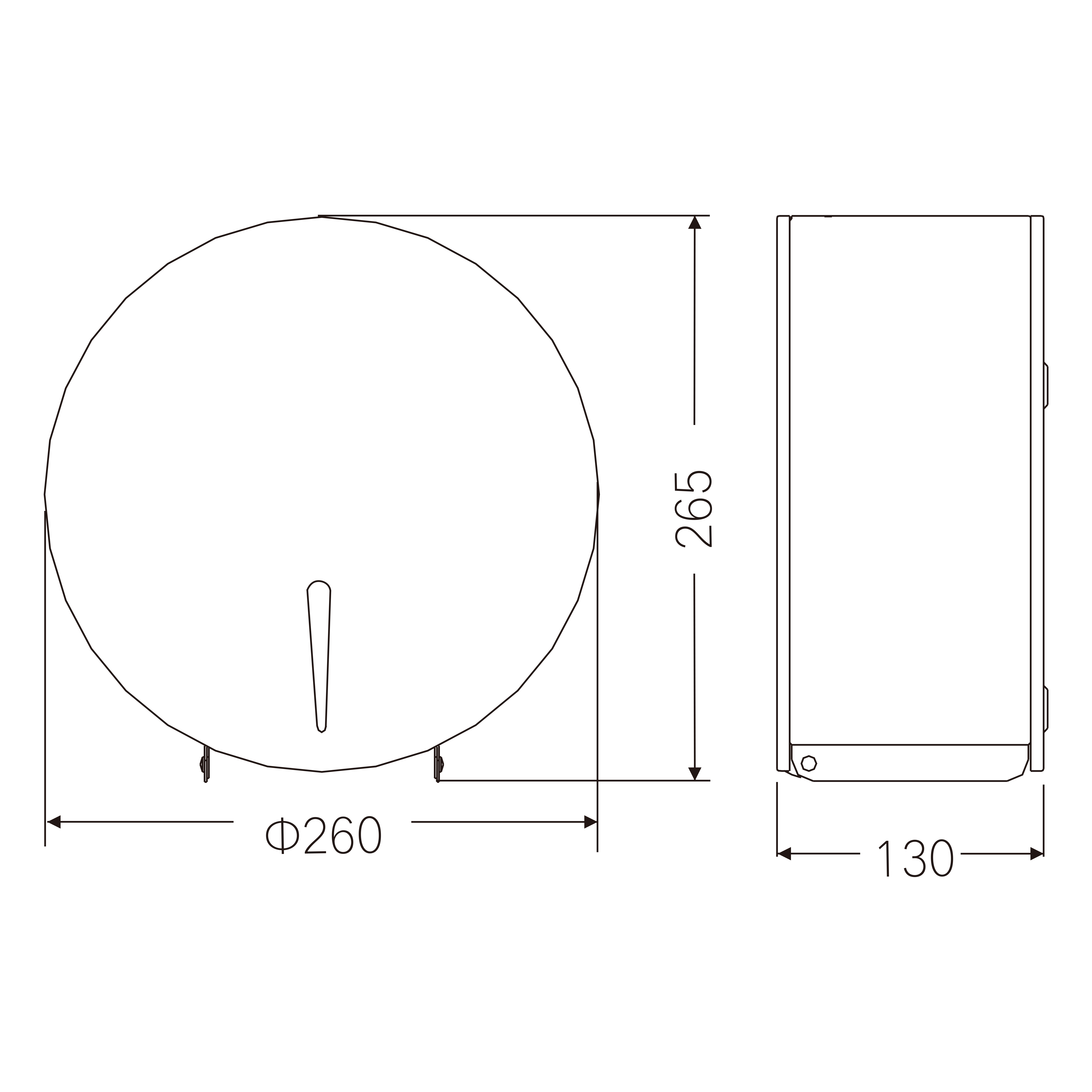 paper towel dispenser 8300A Dimensional Drawing