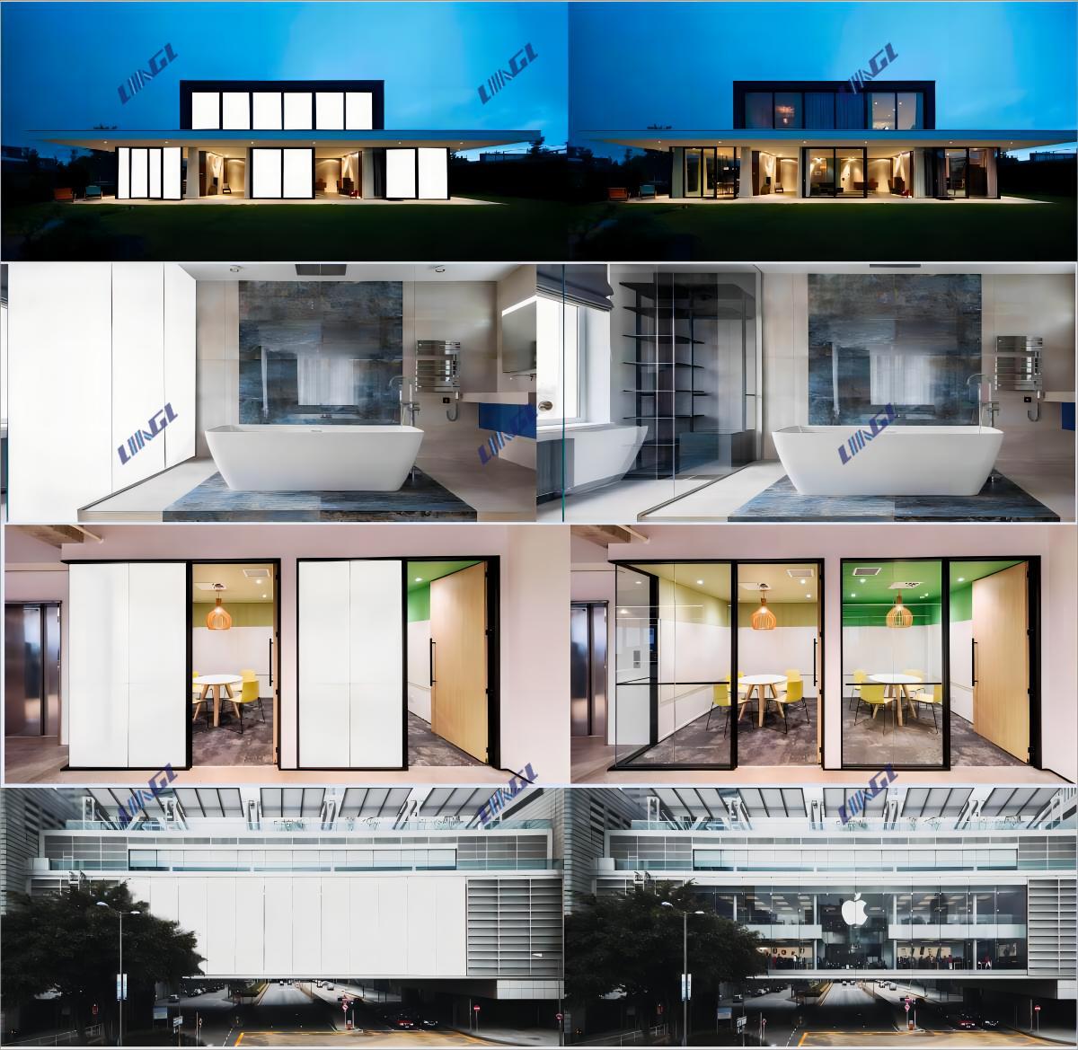 privacy glass gilm,hotel partition glass,smart PDLC film glass,switchable glass EVA film