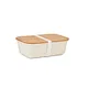 1L Veined PP Lunch Box with Bamboo Lid