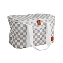 Retro Checkerboard Insulated Handheld Bag – Curved Design for Extra Storage