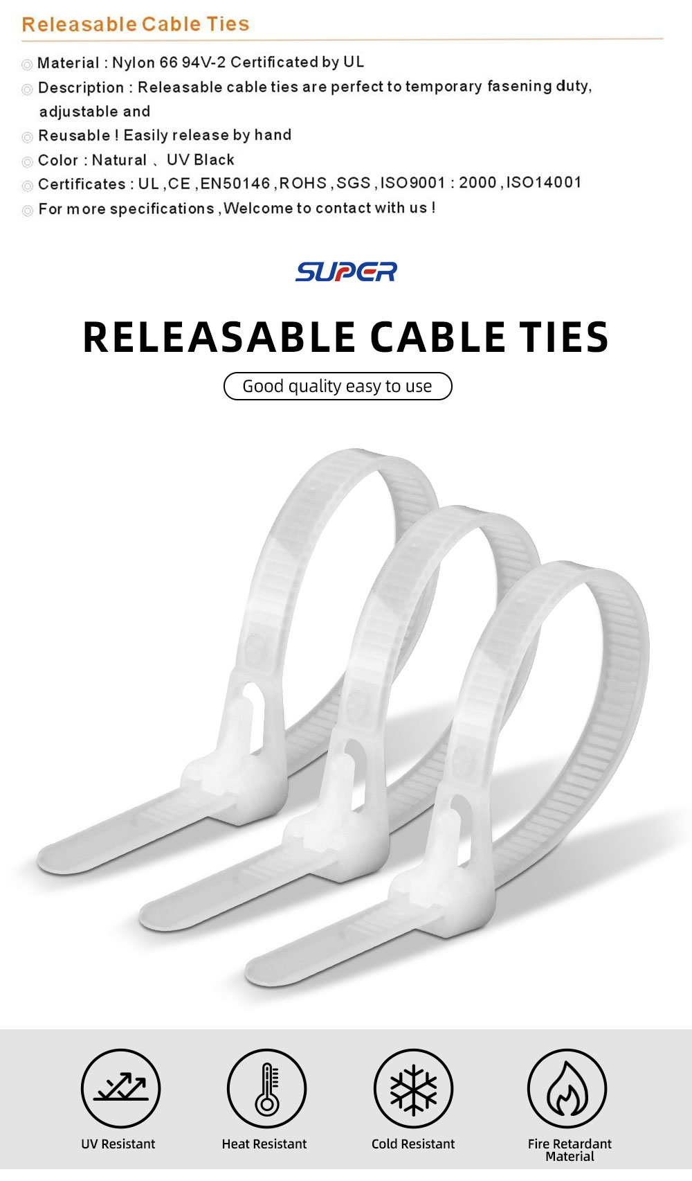 releasable cable ties