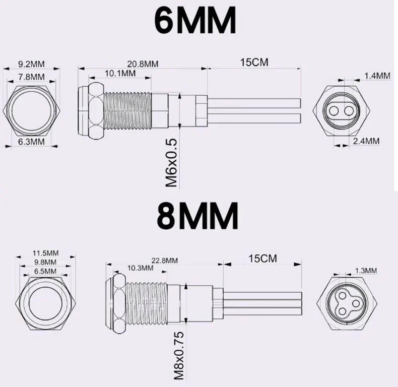 Metal indicator light
