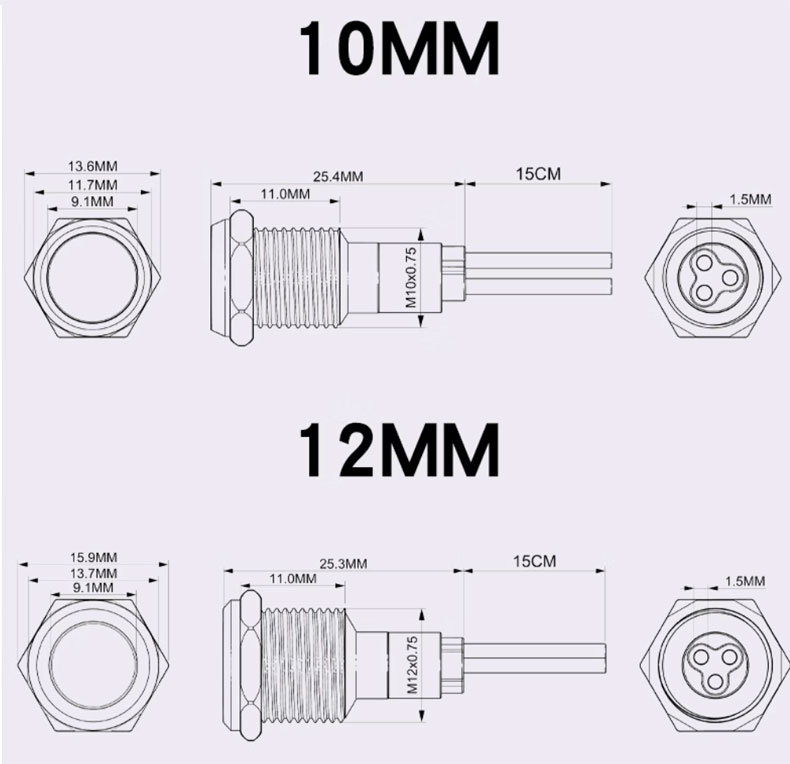 Metal indicator light