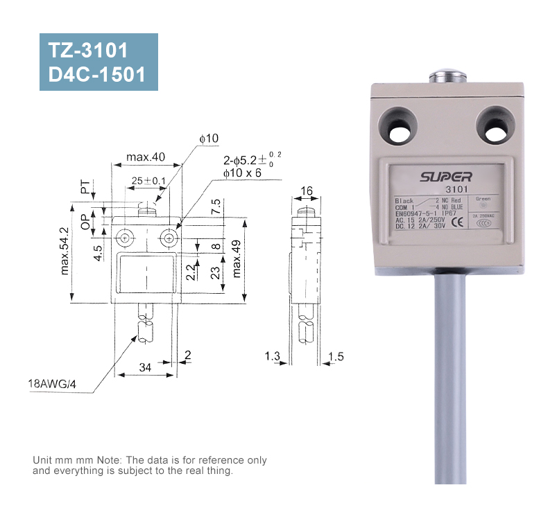 D4C series water proof travel switch