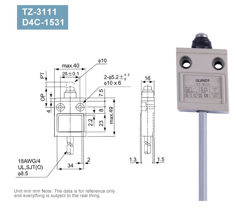 D4C series water proof travel switch