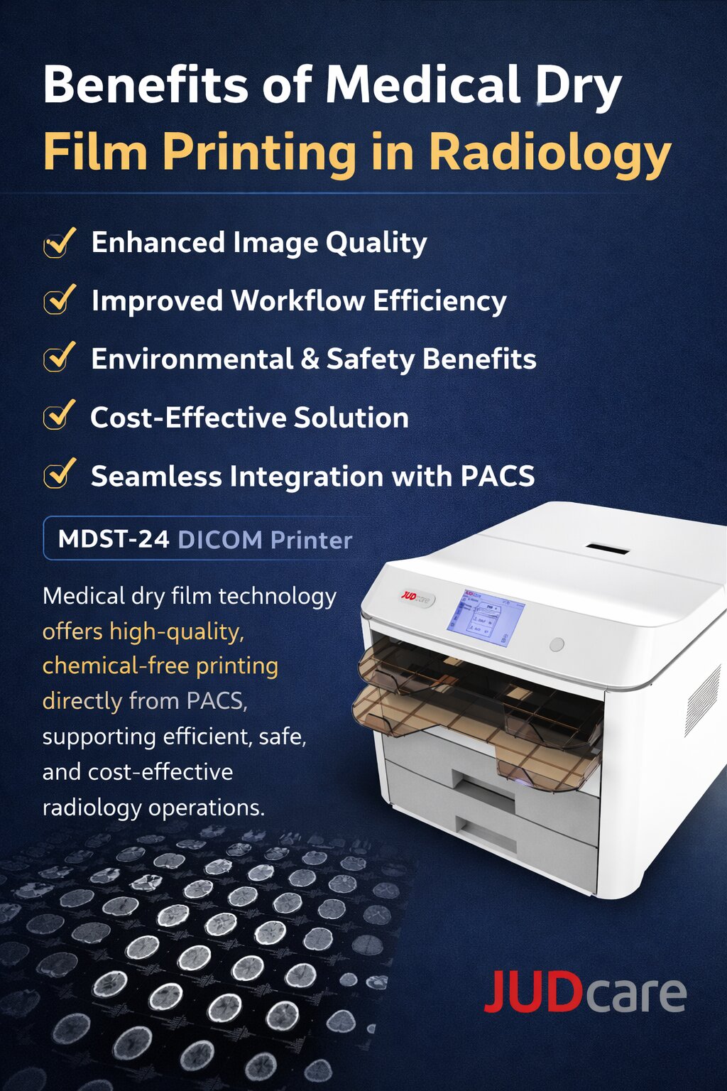 Medical dry film printing technology used in radiology for high-resolution diagnostic imaging and PACS integration