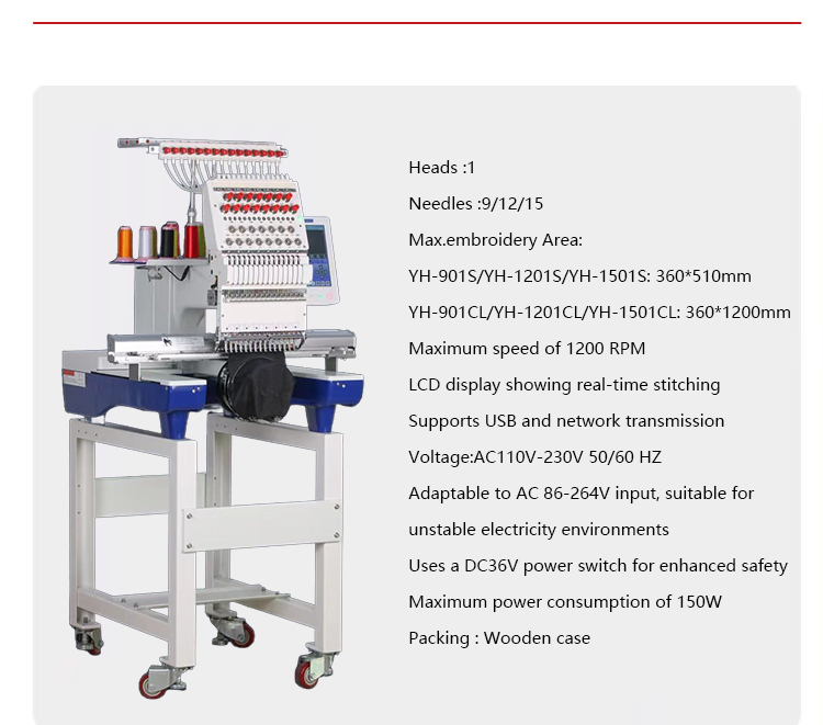 Yinghe Hot Sale 1 Head 15 Needles Embroidery Machine