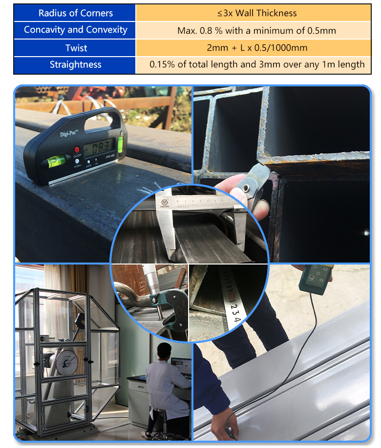 square and rectangular steel pipe quality inspection