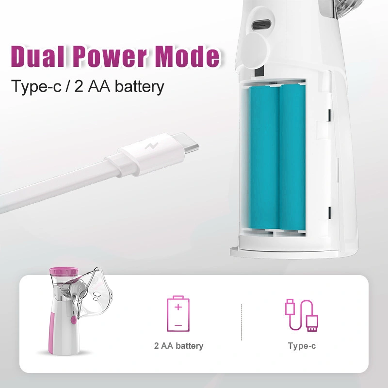 The Nebulizer can be used with batteries or connected to type c.