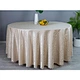 Champagne Jacquard Outdoors Round Damask Linen Tablecloths With Floral Design