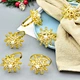 Gold Hollow Christmas Snow Pearl Metal Napkin Rings for Wedding Ceremony Decoration