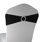 BS00136 Direct Sale Spandex Polyester Chair Sashes with Buckle Black for Wedding Party Decoration