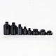 Wholesale frosted black cosmetic glass bottle and jar pump bottle for lotion serum cream full set