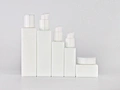 White Opal Square Glass Lotion Bottle With Pump Or Screw Cap For Skincare Cosmetic Packaging