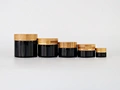 Real bamboo lid frosted glass cosmetic packaging jar glass jar with bamboo wooden CR screw lid