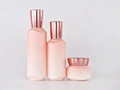 Wholesale 100ml 150ml painted pink  glass bottle and 50g painted pink glas jar with  for skin care