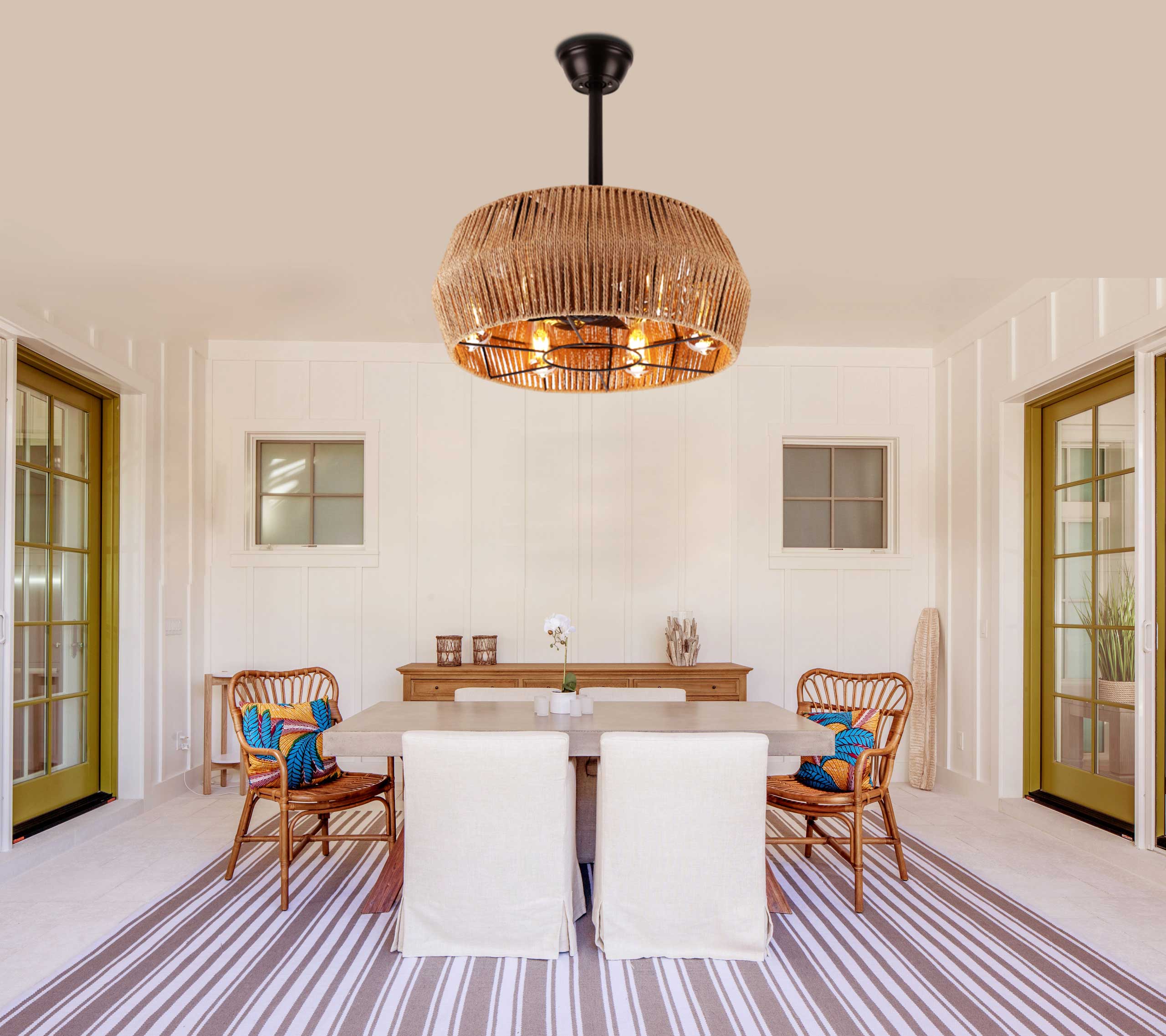 ceiling fan caged