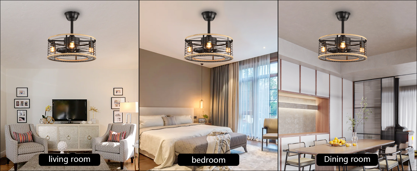 caged ceiling fan with light