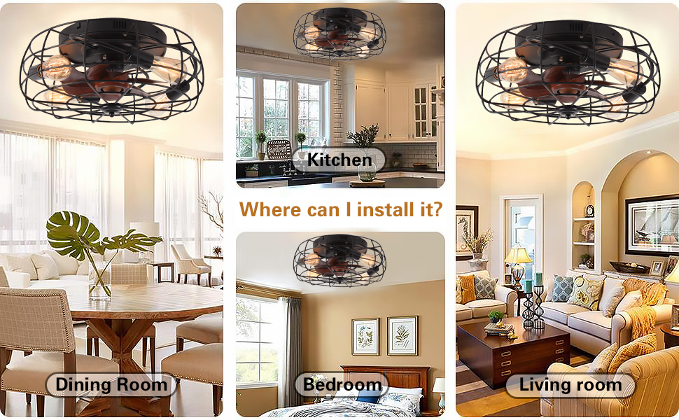 caged ceiling fan with light