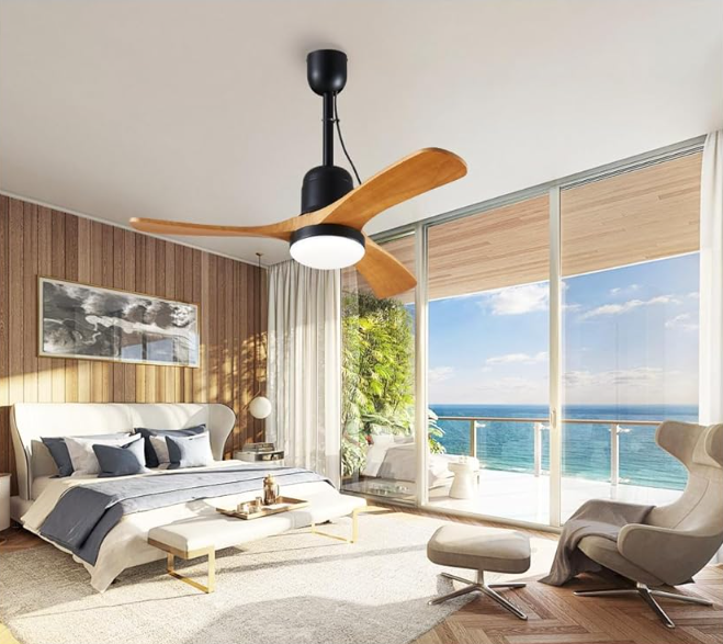 ceiling fan light with wood blade