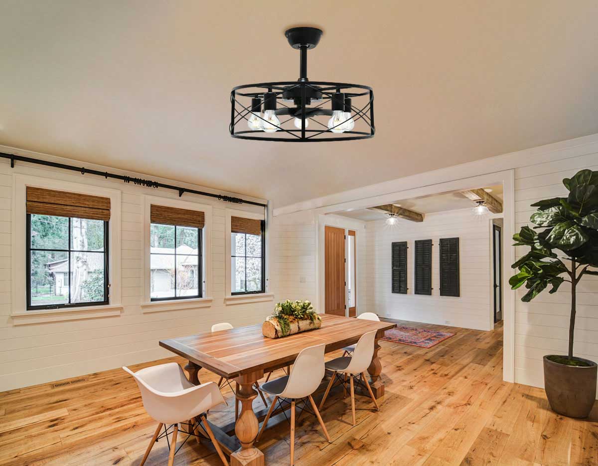 ceiling fan caged