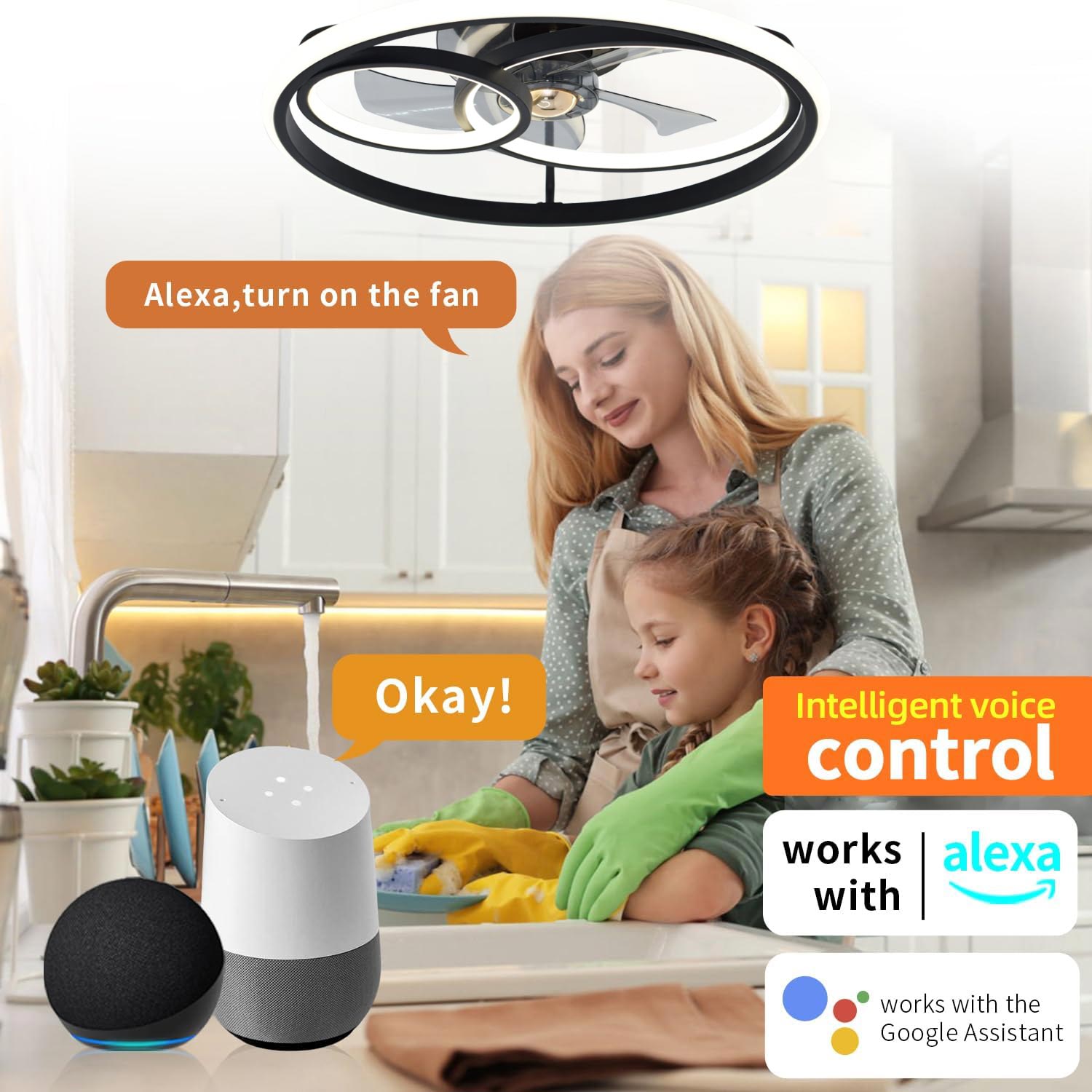 Intelligent Voice Low Ceiling Fan