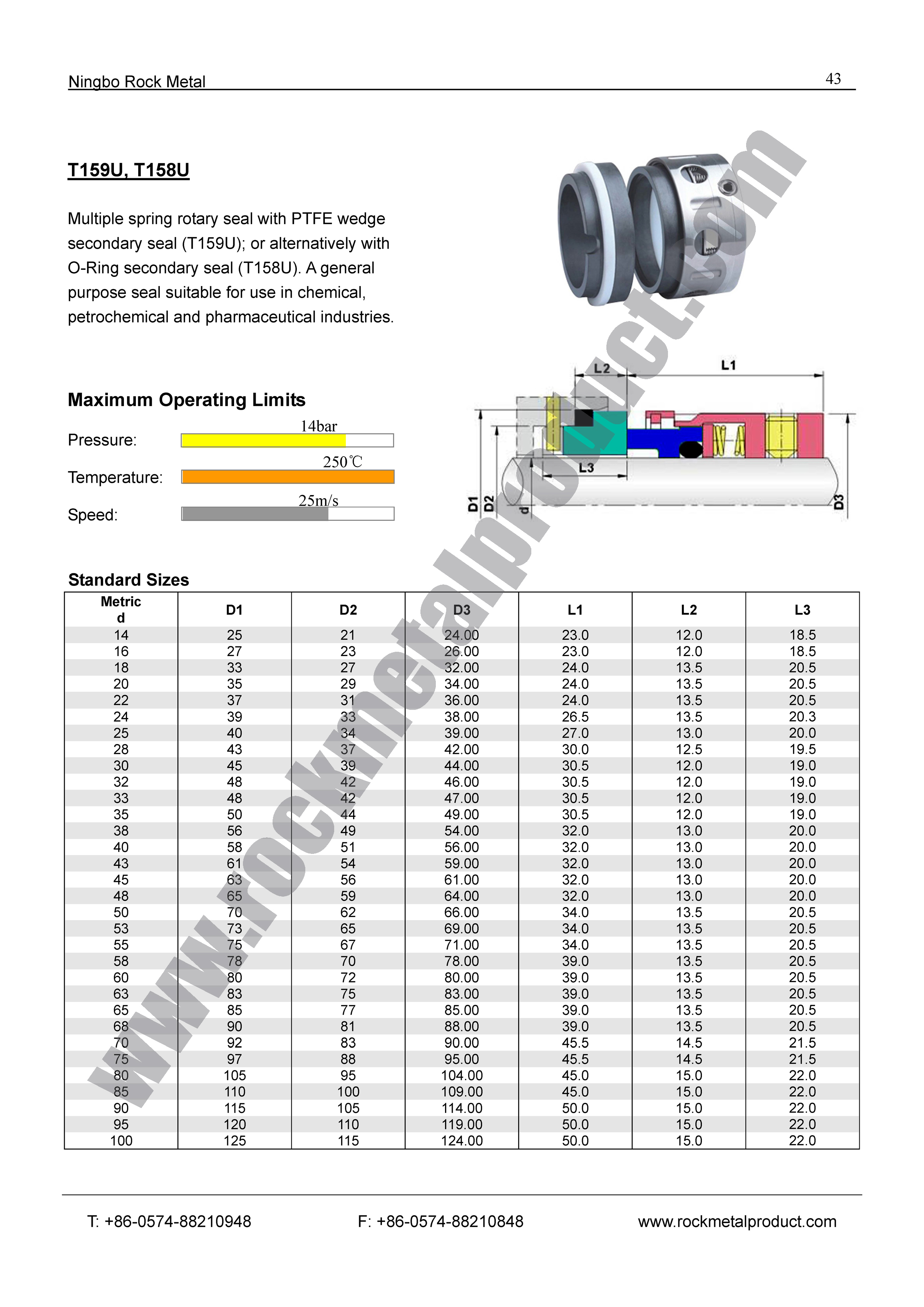T158U Mechanical Seal,john crane seals,Mechanical Seals for Pumps