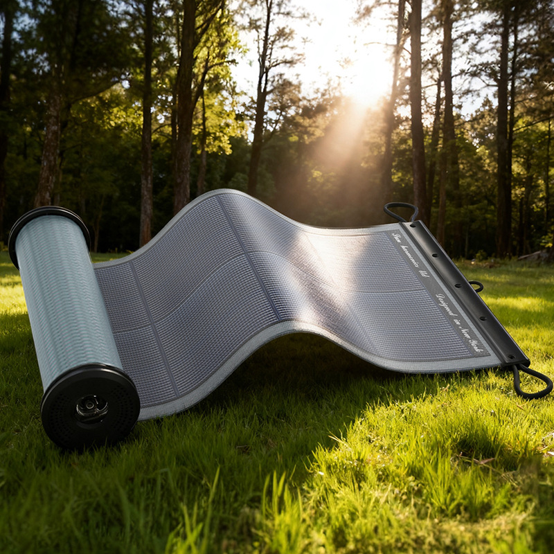 This display shows Flexible Rollable PV Panel, Roll-up Solar Panel, Rollable Solar Panel and Rollable Panel with flexible rollable design.