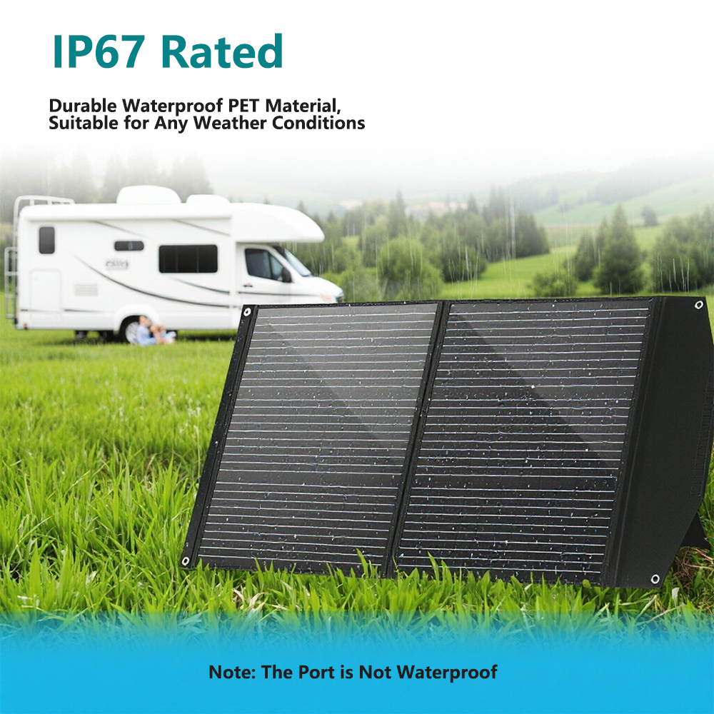 IP67 waterproof Camping Foldable Solar Panel serves as durable RV Foldable Solar Charger and reliable Solar Panel for all outdoor harsh weather.