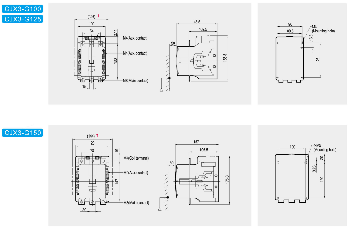 CJX3-G GMC AC contactor original product and dimension drawing 8