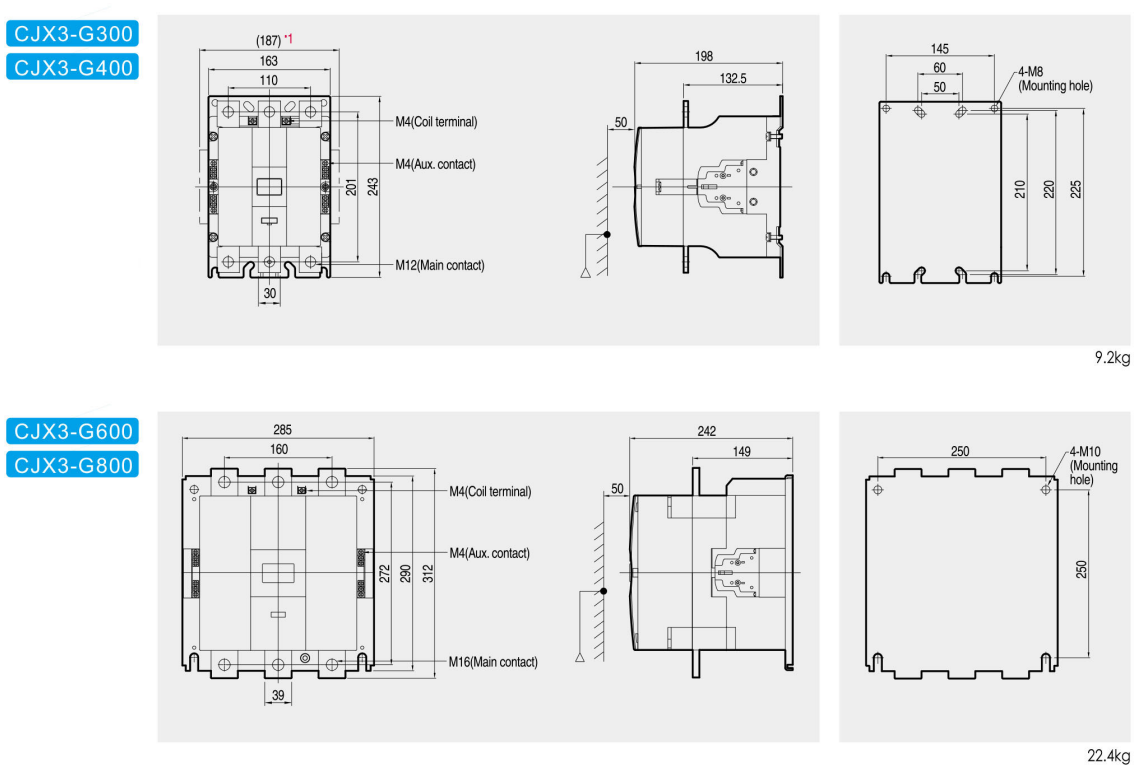 CJX3-G GMC AC contactor original product and dimension drawing 10
