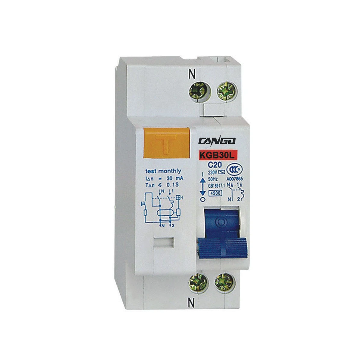 KGB30L 1P+N RCBO for 230V single-phase distribution board