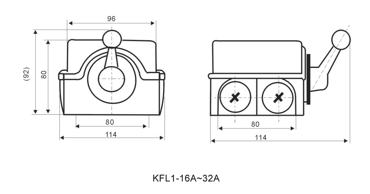 KFL1 changeover switch original dimension and enclosure reference KFL1 changeover switch original dimension and enclosure reference