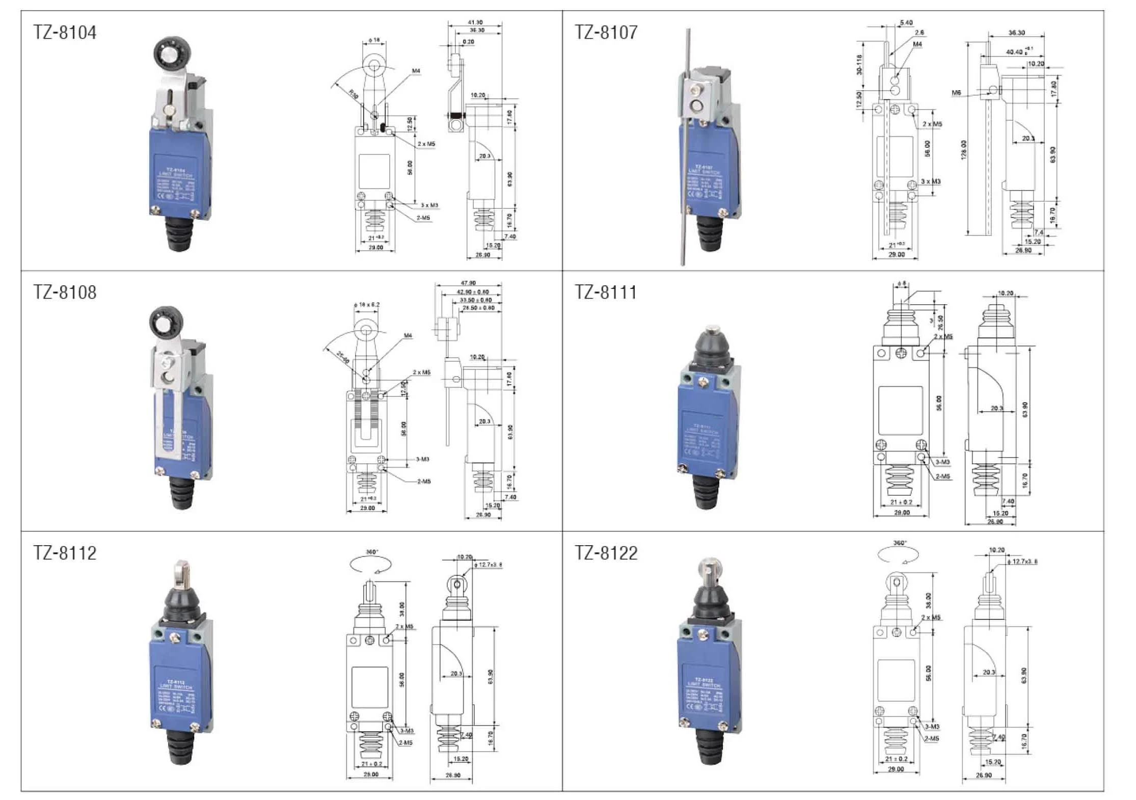 TZ-8 limit switch original actuator dimension drawing TZ-8 limit switch original actuator dimension drawing
