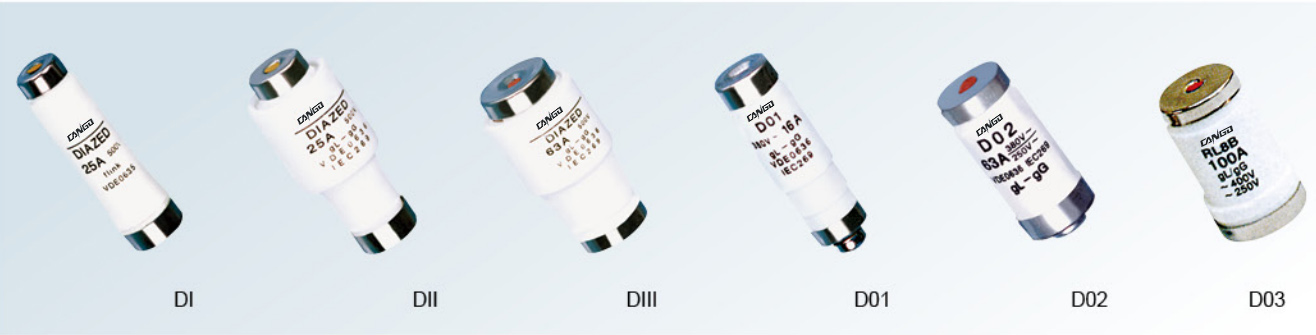 Diazed Fuse Links DI DII DIII D01 D02 D03 product range